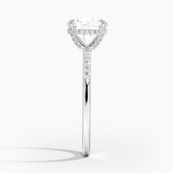 18k White Gold 2.20 Carat Round Excellent Cut Diamond Hidden Halo Ring,IGI,F-VS1 - Picture 3 of 7